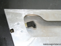 Door - Left side catch hole cut. Needed to make the cut out for thelatch about 1 cm higher than marked on the door so that it wouldactually unlatch.