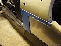 New scuttle side panel on the passenger side with folded back edges.